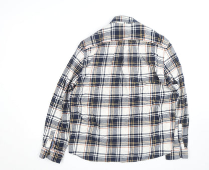Marks and Spencer Men's Blue Plaid Cotton Flannel Shirt XL