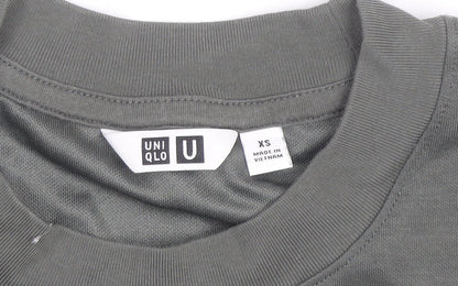 Uniqlo Men Grey XS Long Sleeve Crew Neck Cotton Casual Top