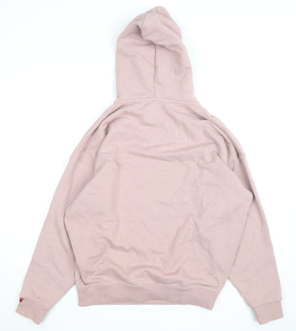 Superdry Womens Pink Hooded Pullover Sweatshirt UK 8 Rhinestone Logo