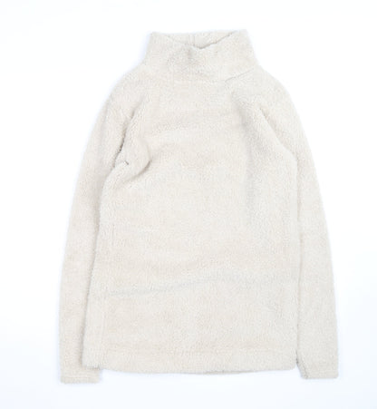 Missguided Women Beige Fleece Roll Neck Long Sleeve Pullover Jumper UK 6