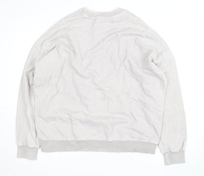Zara Women Beige Pullover Sweatshirt Size L Relaxed Fit Cotton Blend