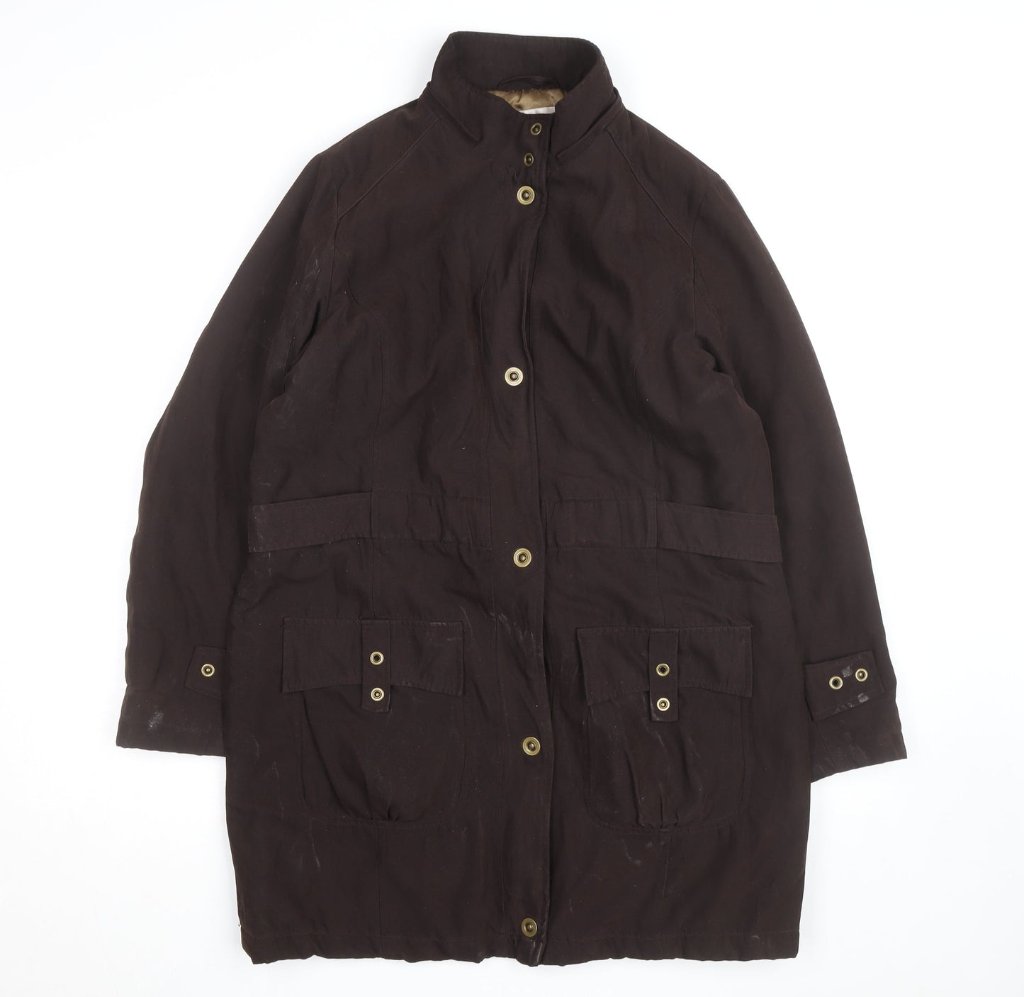 CC Men's Brown Mid-Length Cotton Blend Overcoat M