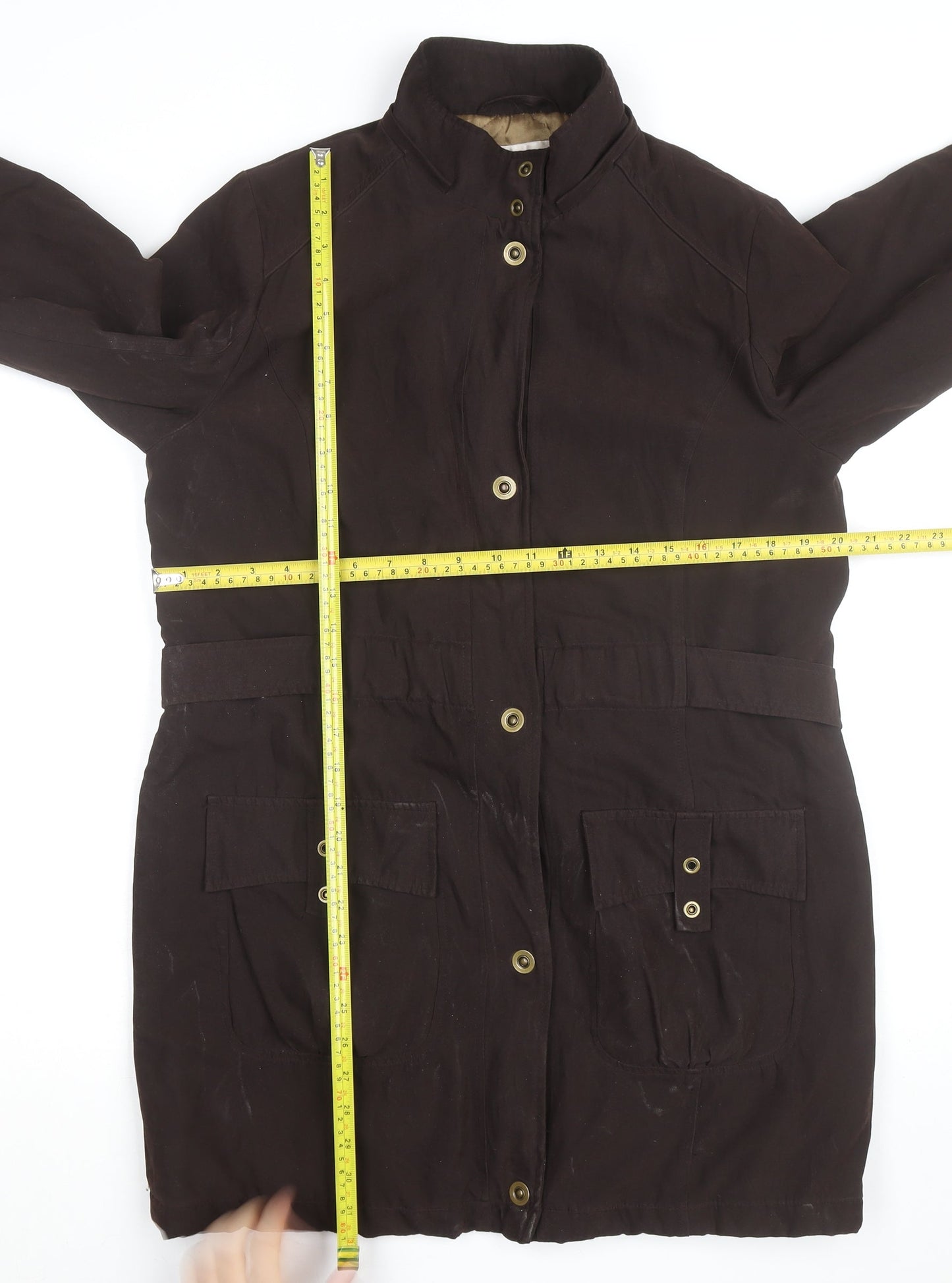 CC Men's Brown Mid-Length Cotton Blend Overcoat M