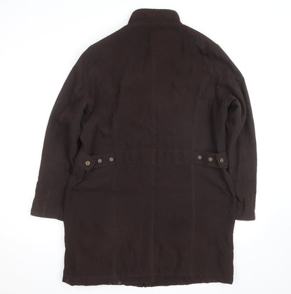 CC Men's Brown Mid-Length Cotton Blend Overcoat M