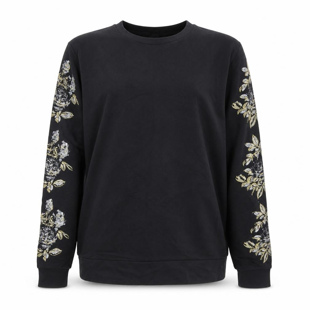 ASOS Women's Black Embroidered Floral Cotton Sweatshirt Size M