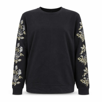 ASOS Women's Black Embroidered Floral Cotton Sweatshirt Size M