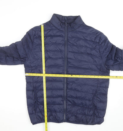 Fila Men's Blue Puffer Jacket L/42in Quilted Lightweight Zip Coat