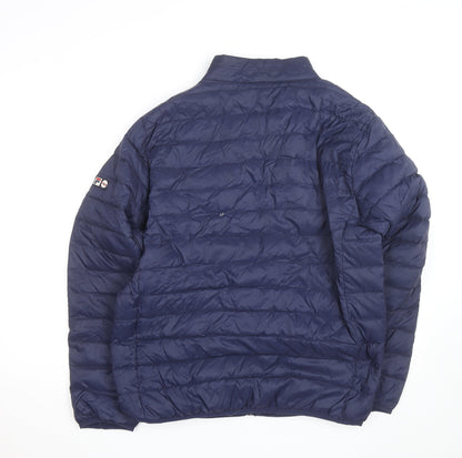 Fila Men's Blue Puffer Jacket L/42in Quilted Lightweight Zip Coat