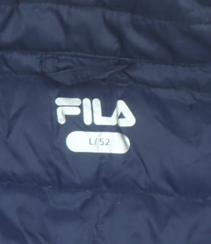 Fila Men's Blue Puffer Jacket L/42in Quilted Lightweight Zip Coat