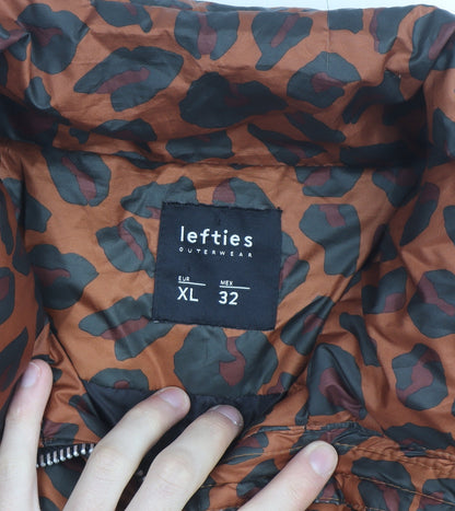 Lefties Women's Brown Leopard Print Puffer Jacket Size 14