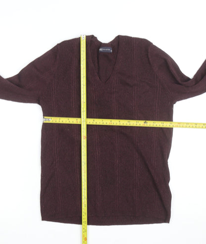 Marks and Spencer Women's Brown V-Neck Knit Jumper Size 14