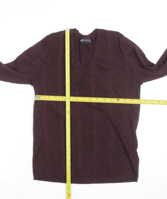 Marks and Spencer Women's Brown V-Neck Knit Jumper Size 14