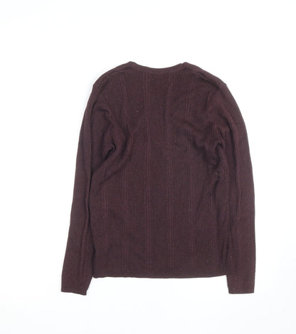 Marks and Spencer Women's Brown V-Neck Knit Jumper Size 14
