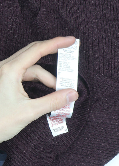 Marks and Spencer Women's Brown V-Neck Knit Jumper Size 14