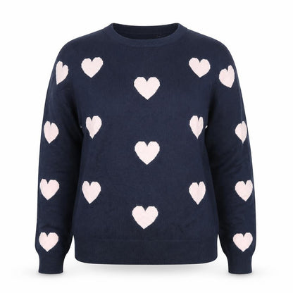 Marks & Spencer Women Blue Heart Knit Pullover Jumper Size 10