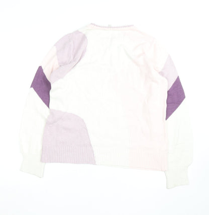 Next Women's Multicoloured Cotton Knit Crew Neck Jumper Size 14