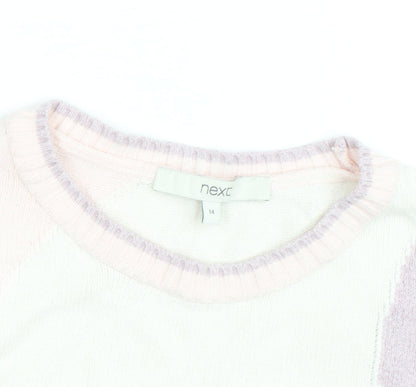 Next Women's Multicoloured Cotton Knit Crew Neck Jumper Size 14