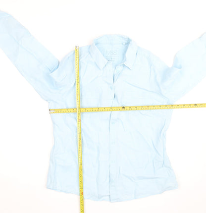 Marks and Spencer Men's Light Blue Pure Linen Long Sleeve Formal Shirt Size L