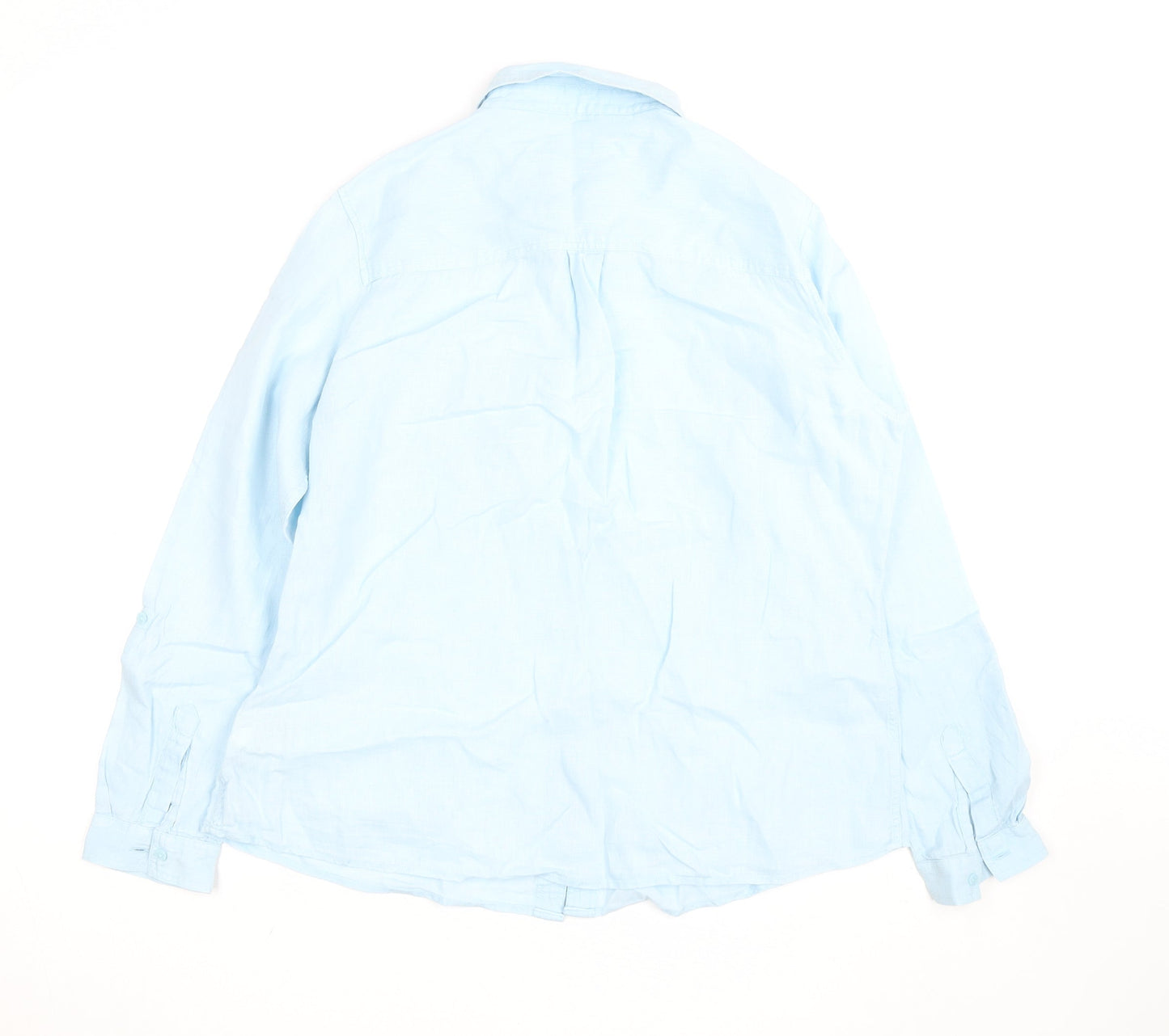 Marks and Spencer Men's Light Blue Pure Linen Long Sleeve Formal Shirt Size L