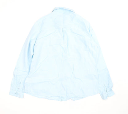 Marks and Spencer Men's Light Blue Pure Linen Long Sleeve Formal Shirt Size L