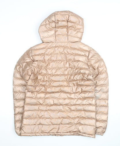 Mountain Warehouse Girls Beige Hooded Puffer Jacket 13 Years Water Resistant