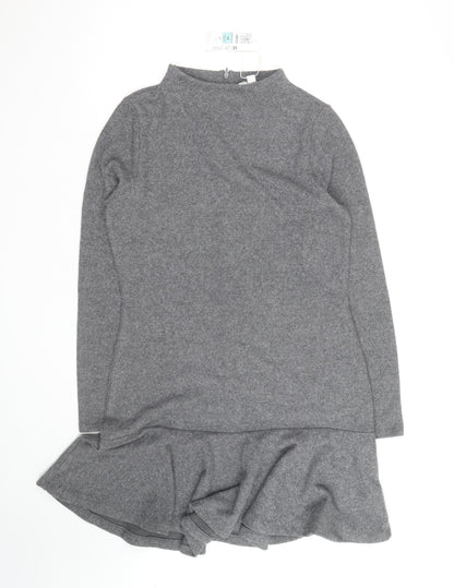 Marks and Spencer Women’s Grey Knit Shift Dress Size 8 Long Sleeve