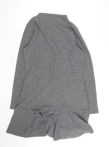 Marks and Spencer Women’s Grey Knit Shift Dress Size 8 Long Sleeve