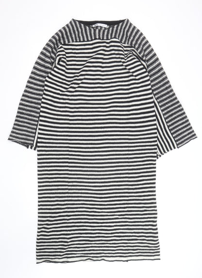 Zara Women Black Striped Wool Knit Shift Dress Size M