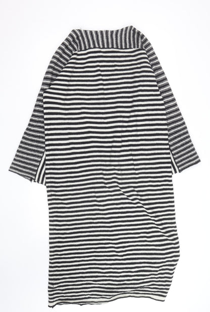 Zara Women Black Striped Wool Knit Shift Dress Size M