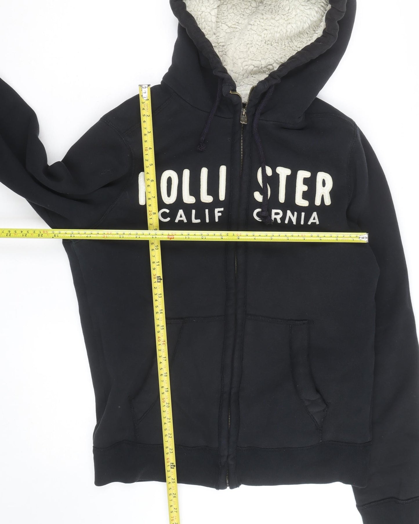 Hollister Womens Black Full Zip Hooded Fleece Lined Jumper M