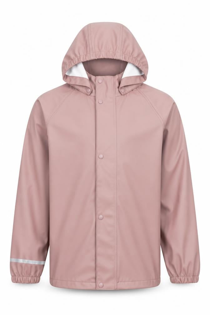 Front view of NAME IT girls’ pink hooded waterproof rain coat jacket 146cm