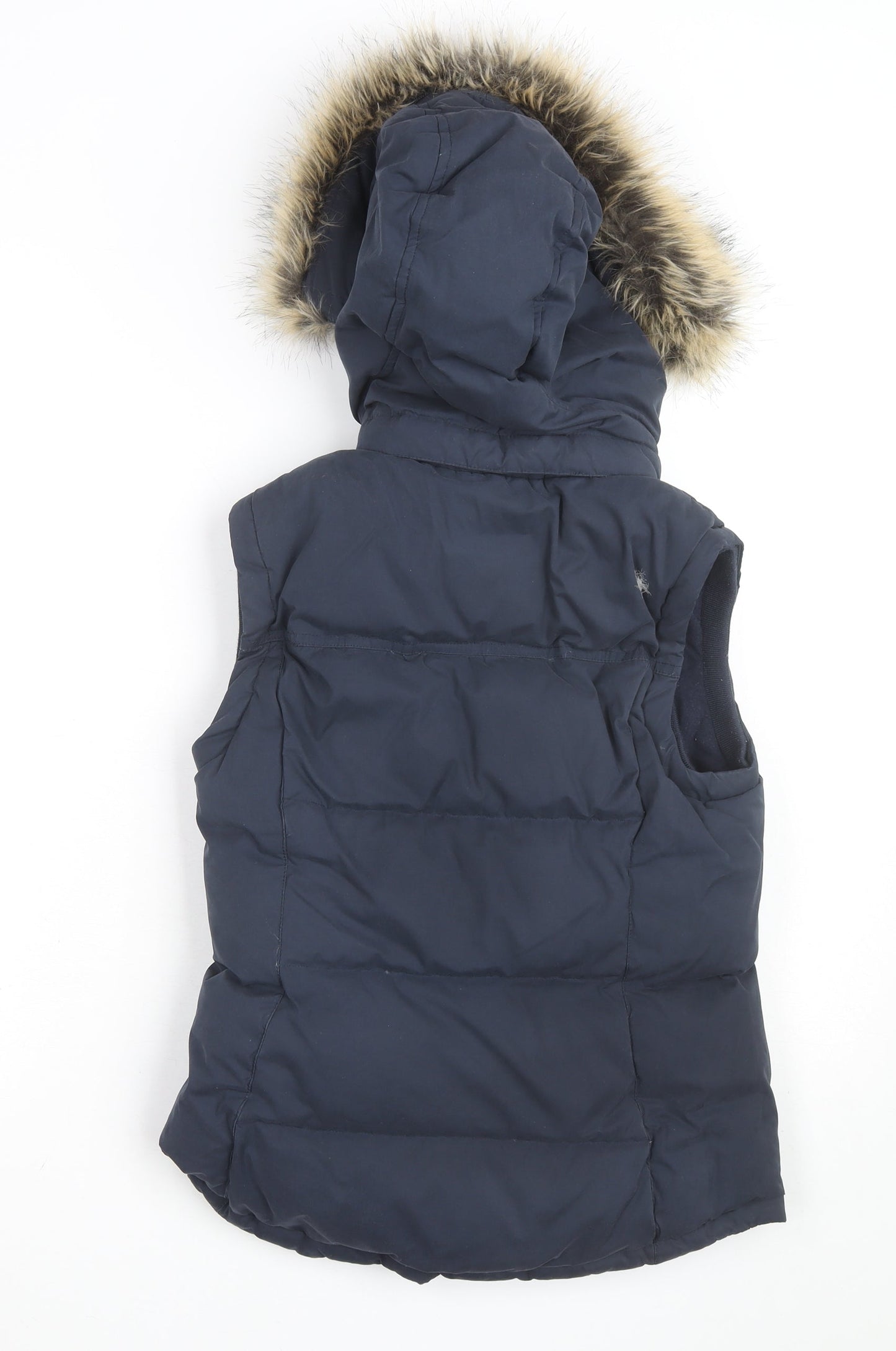 Jack Wills Women's Blue Faux Fur Hooded Puffer Gilet Size 8