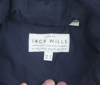 Jack Wills Women's Blue Faux Fur Hooded Puffer Gilet Size 8