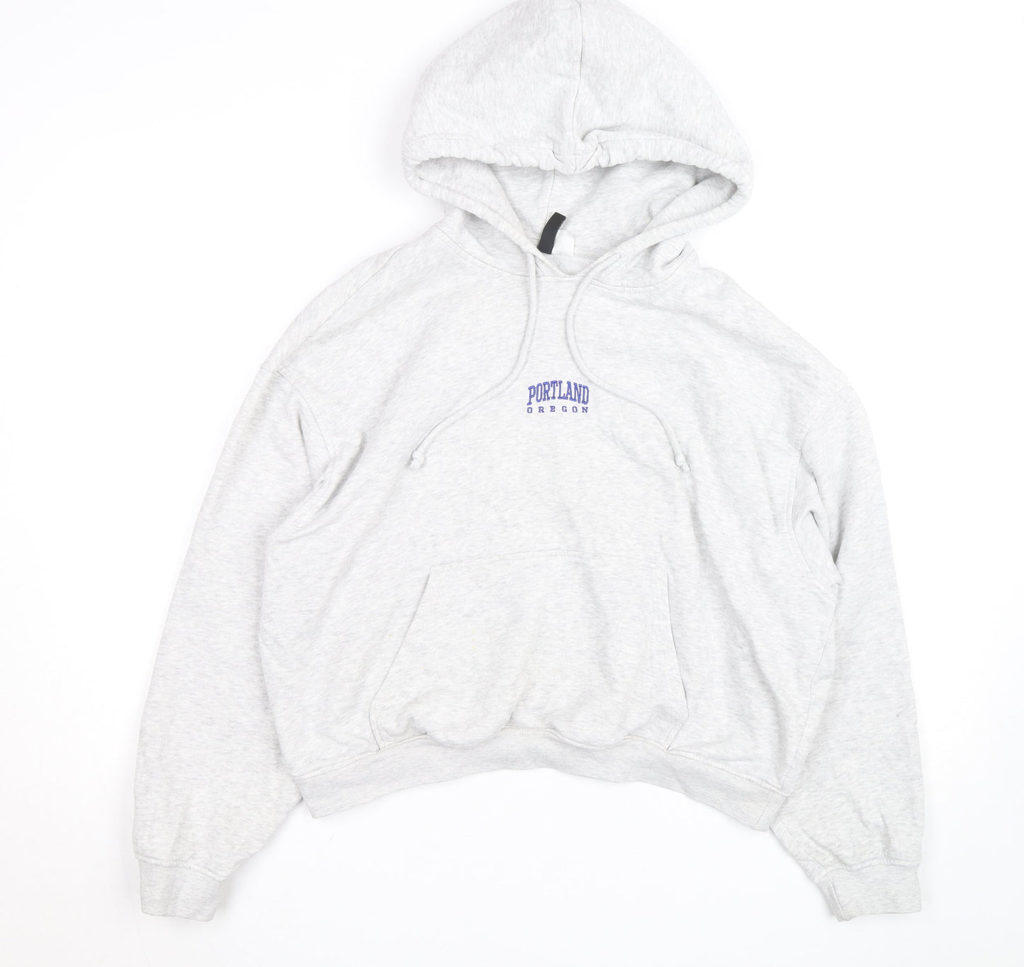 H&M Divided Womens Grey Pullover Hoodie L Portland Oregon Print