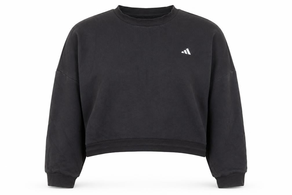 Adidas Womens Black Crop Pullover Sweatshirt Size M Relaxed Fit