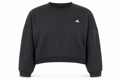 Adidas Womens Black Crop Pullover Sweatshirt Size M Relaxed Fit