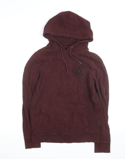 River Island Men Brown Pullover Hoodie Size S Logo Fleece Cotton
