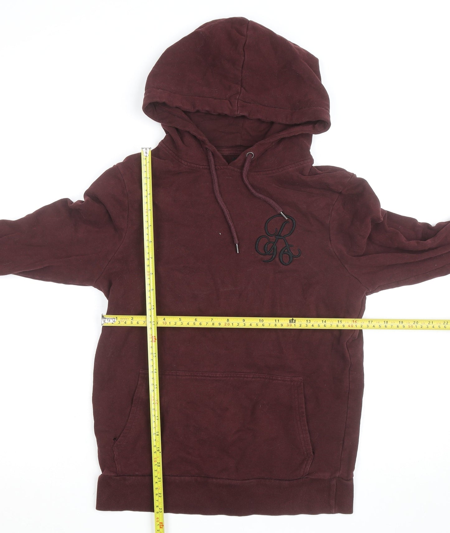 River Island Men Brown Pullover Hoodie Size S Logo Fleece Cotton