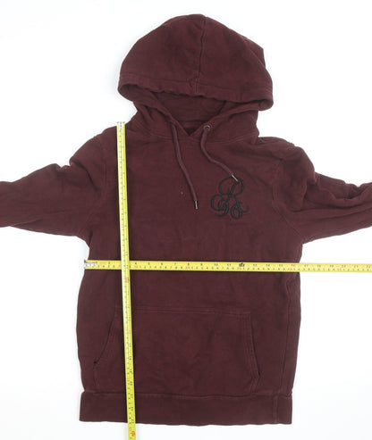 River Island Men Brown Pullover Hoodie Size S Logo Fleece Cotton