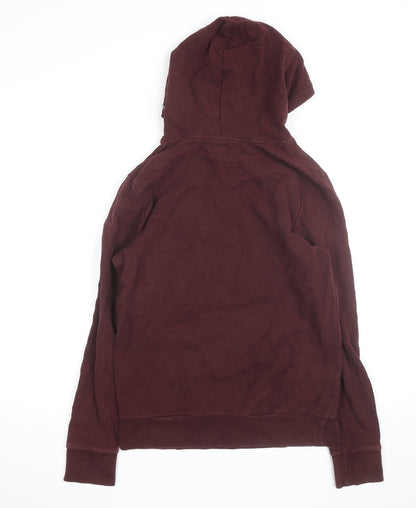 River Island Men Brown Pullover Hoodie Size S Logo Fleece Cotton