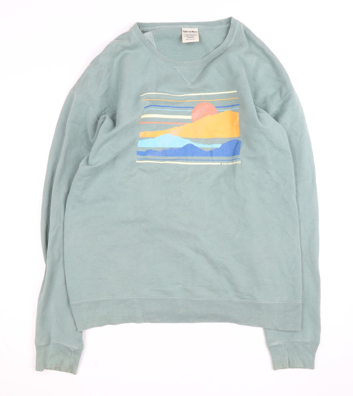 ComfortWash Mens Green Medium Pullover Sweatshirt Graphic Print