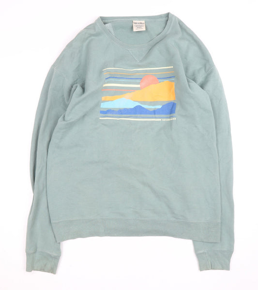 ComfortWash Mens Green Medium Pullover Sweatshirt Graphic Print