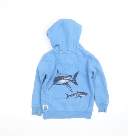 FatFace Boys Blue Shark Print Full Zip Hoodie Size 6-7 Years