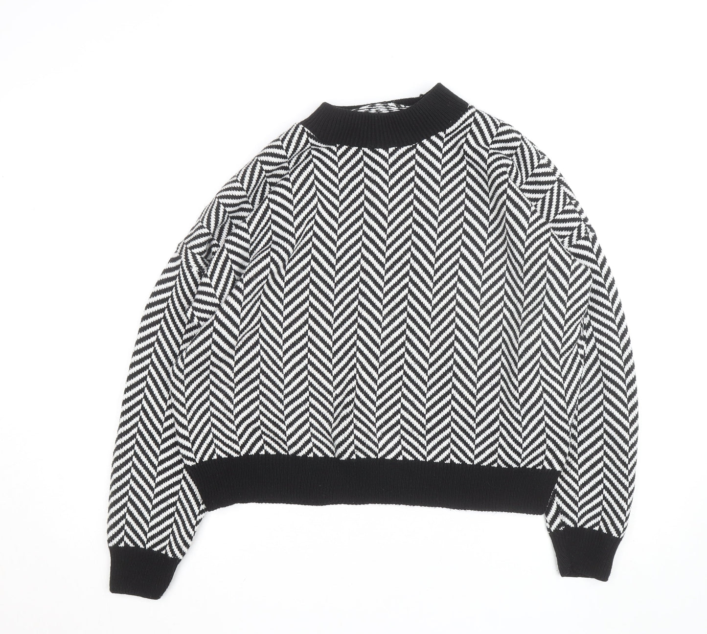 In The Style Women's Black & White Chevron Knit Jumper Size 12