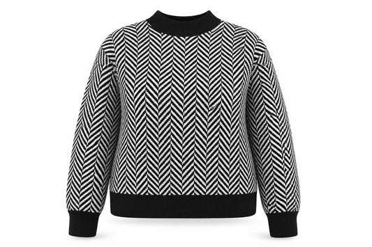 In The Style Women's Black & White Chevron Knit Jumper Size 12