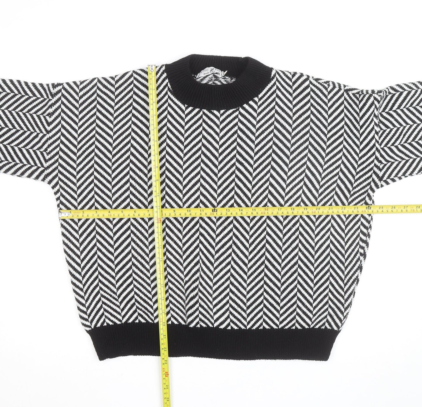 In The Style Women's Black & White Chevron Knit Jumper Size 12