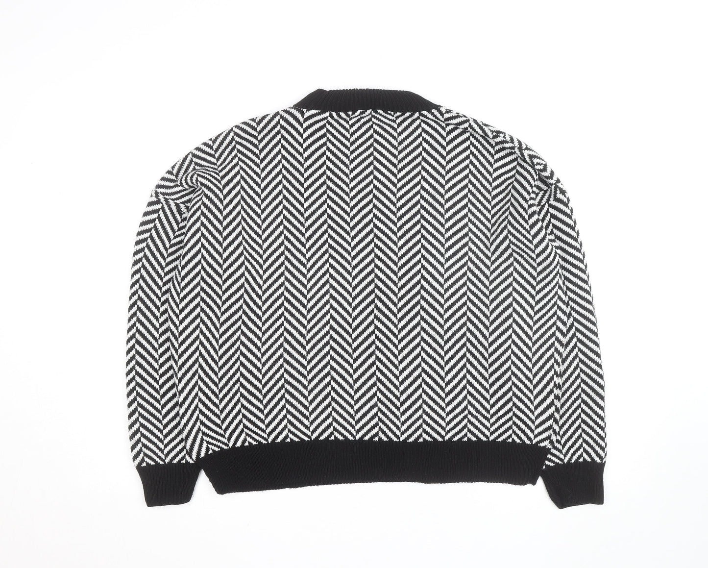 In The Style Women's Black & White Chevron Knit Jumper Size 12