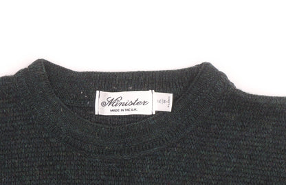 Minister Men's Green Wool Geometric Knit Pullover Jumper XL