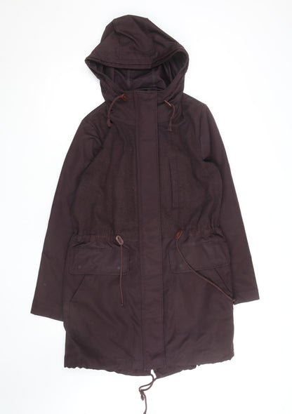 GAP Women’s Brown Hooded Parka Coat Size M Long Lined Jacket