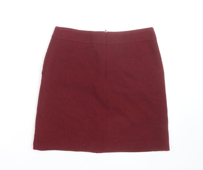 Jigsaw Women Red Wool Short Pencil Skirt Size 8